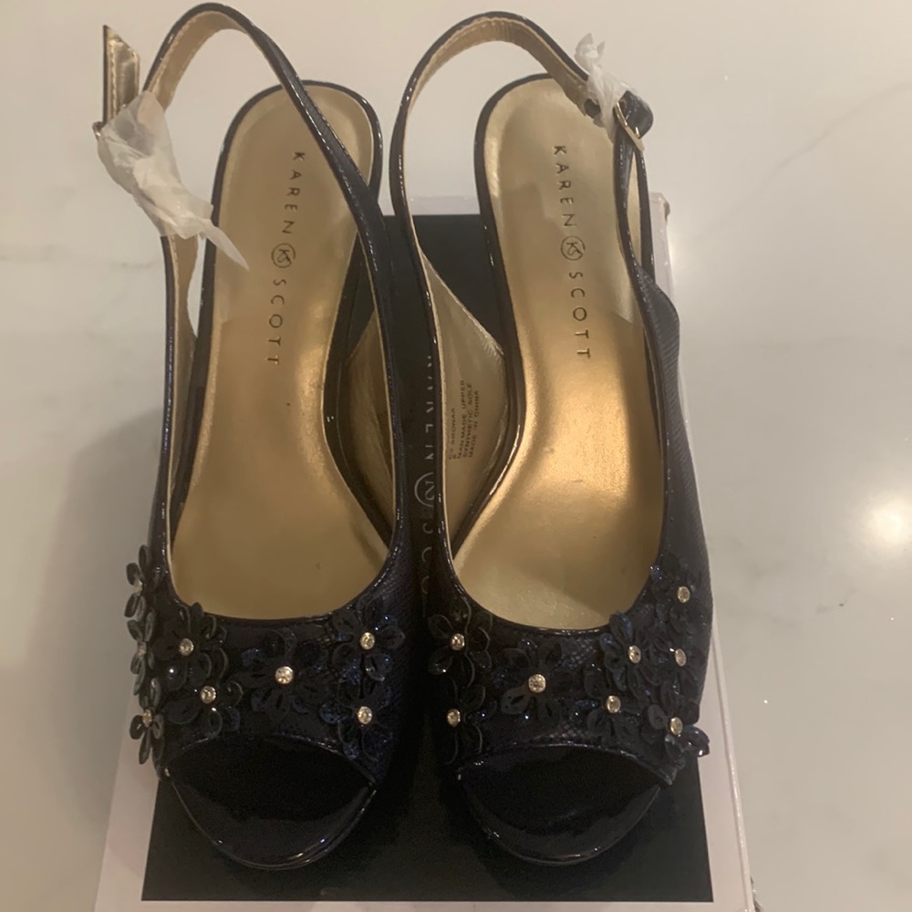 New Navy sling backs with 3” heel